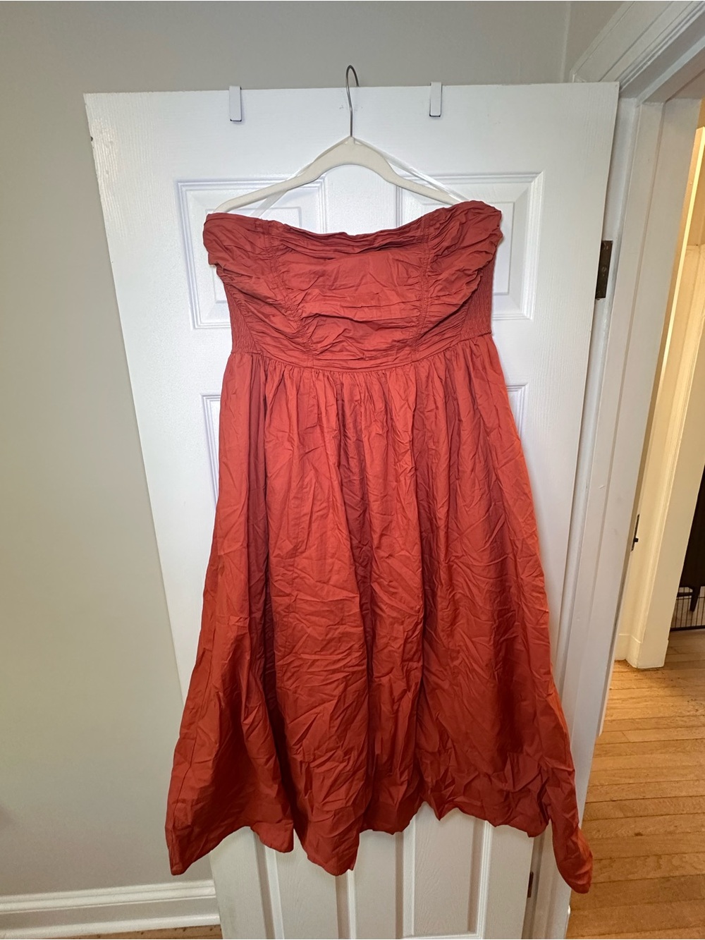 American Eagle Outfitters Strapless Burnt Orange A-Line Dress